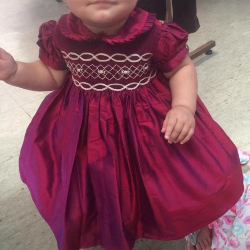 12 month old silk smocked dress! New with tags!!